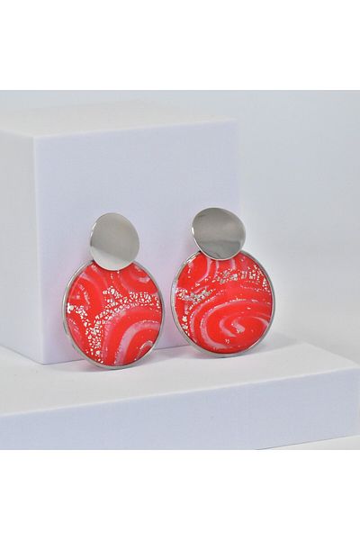 NARRU Handmade NARRU earrings, red and silver, Asha 33