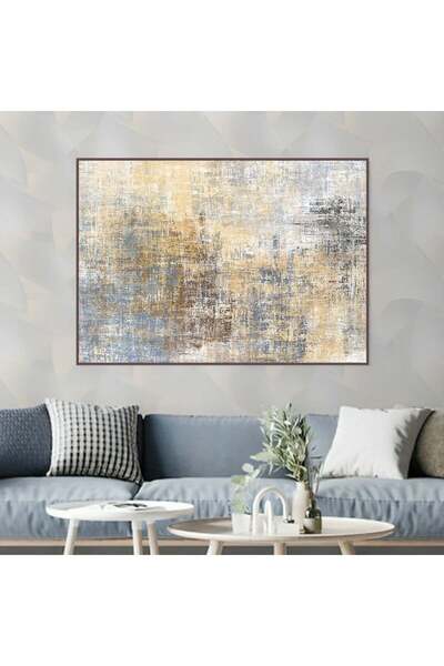 4gdran Abstract canvas painting with a hollow brown frame