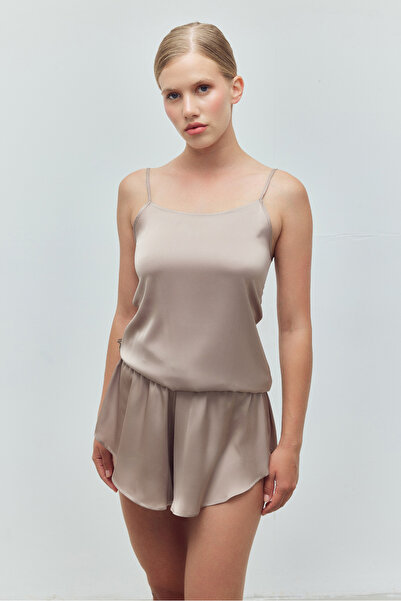 Bohai Design İpek Saten Şortlu Bluz Alt-Üst Gecelik Takımı