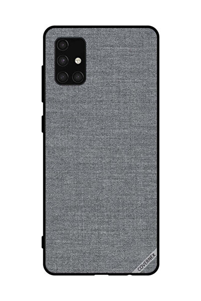 Covernex غطاء حماية لهاتف سامسونج جالاكسي A71 4G بنمط قماش رمادي