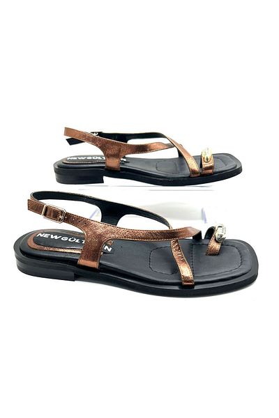 NEWGÜLTEKİN Genuine Leather Poly Sole Very Stylish Summer Slippers