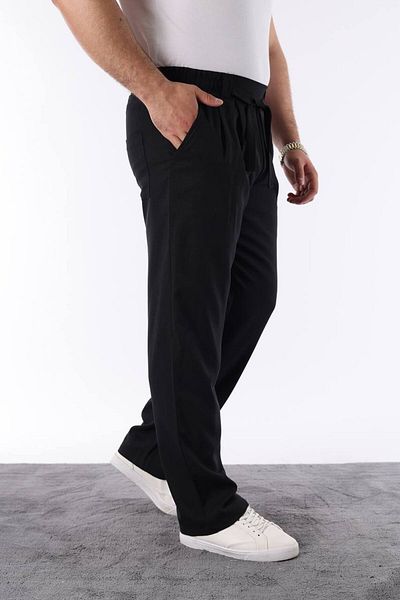 STOCX Men's Black Color Stylish Tie-Up High Waist Loose Cut Trousers