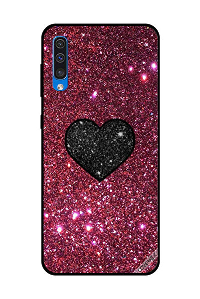 Covernex غطاء حماية لهاتف سامسونج جالاكسي A50 - قلب أسود مع بريق أحمر