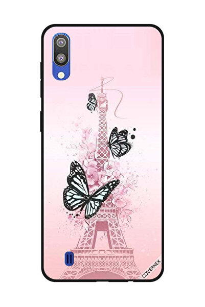 Covernex غطاء حماية لهاتف سامسونج جالاكسي M10 برسومات فراشات سوداء على برج إيفيل