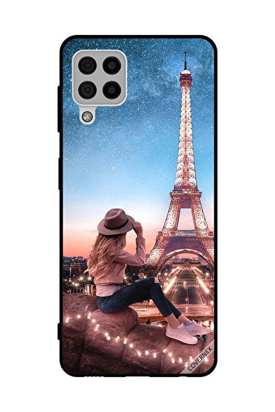Covernex غطاء حماية لهاتف سامسونج جالاكسي A22 4G، فتاة قبعة بنية وبرج إيفيل