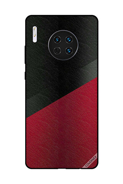 Covernex غطاء حماية لهاتف هواوي ميت 30 - أسود وأحمر - نمط جلدي