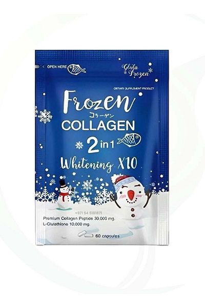 Frozen Collagen Whitening X10 2-in-1 | 60 Capsules | Collagen + Glutathione for Skin Radiance, Acne