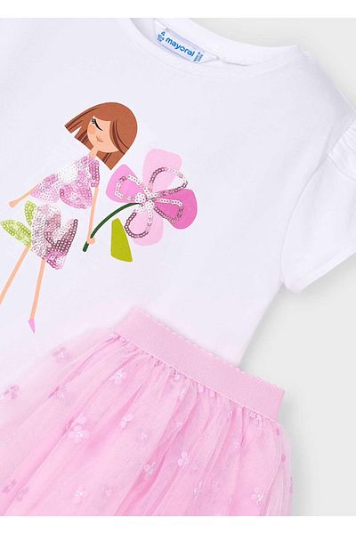 MAYORAL Girl's Tutu Skirt and Tshirt Set Pink