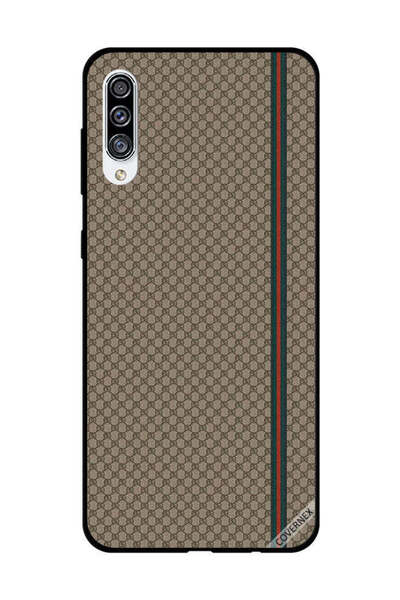 Covernex غطاء حماية لهاتف سامسونج جالاكسي A30s بخطوط حمراء وخضراء على نمط بني