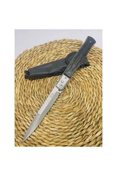 dalimag Cutit cu Deschidere Automata pe Buton, Blocaj Lama, Maner Antialunecare, Husa, 32 cm, Negru
