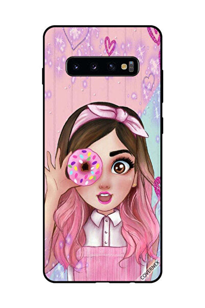 Covernex غطاء حماية لهاتف سامسونج جالاكسي S10 بلس فتاة صغيرة لطيفة تحمل دونات