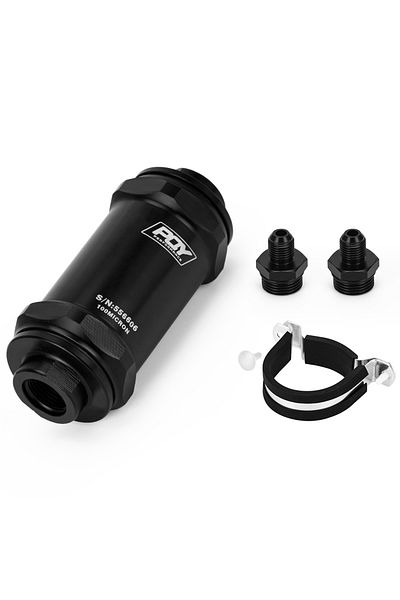 Choice AN6 FITTING VR - BLACK AN6 / AN8 / AN10 Inline Fuel Filter E85 Ethanol With 100 Micron Stainless ste