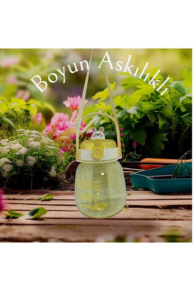 Relaxion , Imported Luxury White-Yellow Flask/Drinking Bottle 1100 ml (450) with Mascot, Gift, Neck Hanger