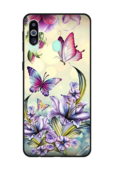 Covernex غطاء حماية لهاتف سامسونج جالاكسي M40/A60 بنقشة زهور أرجوانية وفراشات