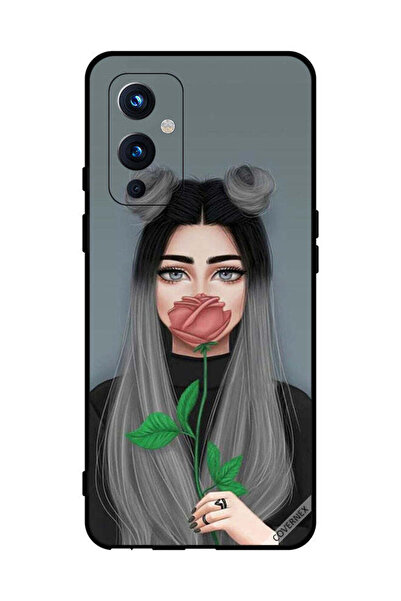Covernex غطاء حماية لهاتف OnePlus 9 بتصميم فتاة لطيفة تخفي فمها بلون وردي خوخي