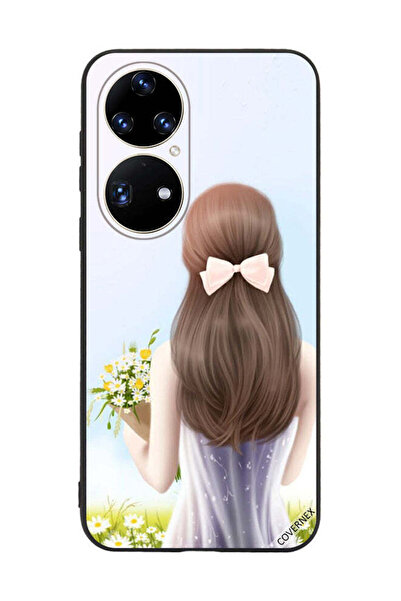 Covernex غطاء حماية لهاتف هواوي بي 50 برو - فتاة جميلة تحمل الزهور