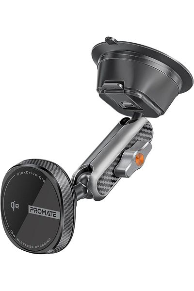 Promate Wireless Car Charger 15W MagSafe, Qi2 Certified With Adjustable Arm Mount and 1m Cable Lengt