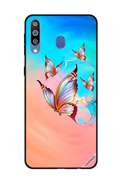 Covernex غطاء حماية لهاتف سامسونج جالاكسي M30، فراشات تحلق فوق لون الطلاء