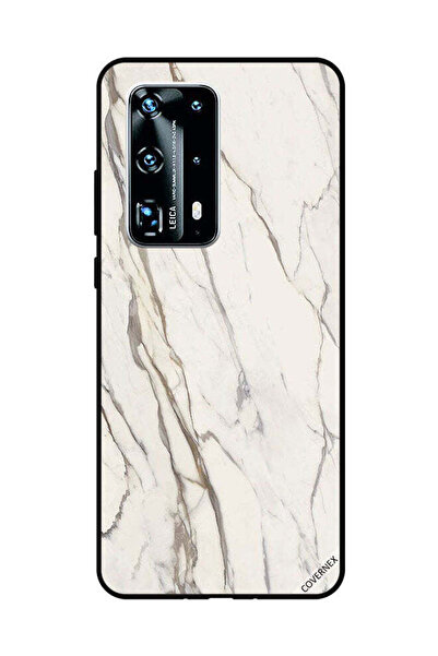 Covernex غطاء حماية لهاتف هواوي بي 40 برو بلس بنمط رخامي أبيض متشقق