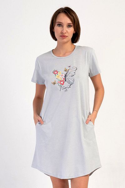 VİENETTA Cotton Women's Plus Size Short Sleeve Nightdress , 410062