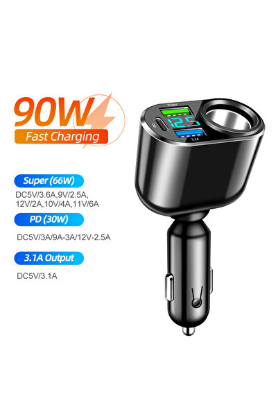 Choice1 محول ولاعة سجائر للسيارة 66 واط PD QC3.0 PD شاحن هاتف سريع الشحن USB ...