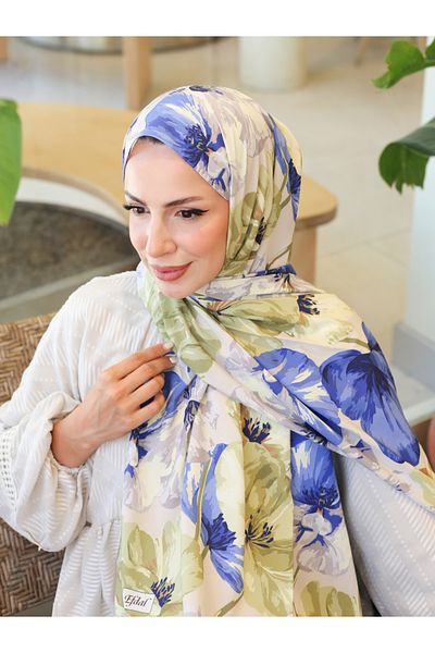 efdal şal eşarp Poppy Flower Pattern Crepe Shawl
