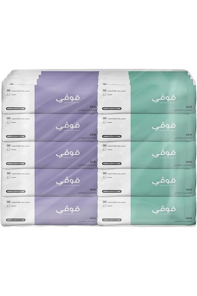 govyy Facial Tissues 3-Ply - Pack of 50 Boxes, 300 Single Sheets/Box
