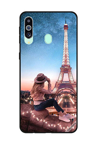 Covernex غطاء حماية لهاتف سامسونج جالاكسي M40/A60، فتاة قبعة بنية وبرج إيفيل