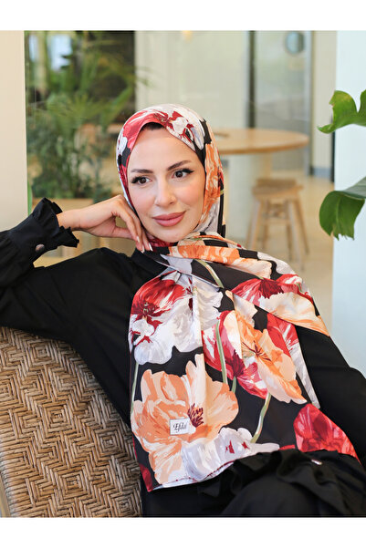 efdal şal eşarp Σάλι κρεπ με μοτίβο λουλουδιών