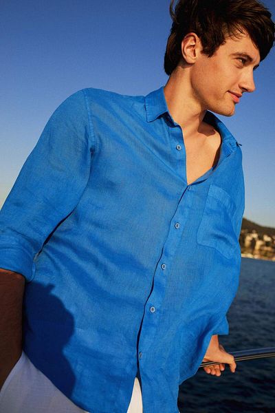 DeFacto 100% Linen Relax Fit Long Sleeve Shirt F4598Ax25Hs