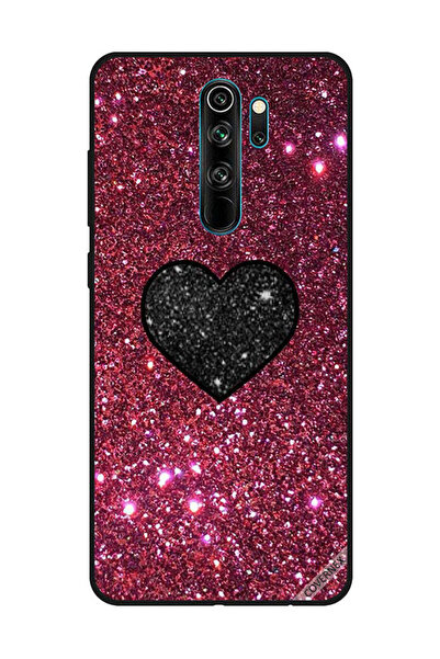 Covernex غطاء حماية لهاتف شاومي ريدمي نوت 8 برو - قلب أسود مع بريق أحمر