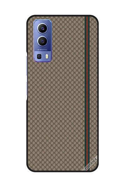 Covernex غطاء حماية لهاتف Vivo Y72 5G بخطوط حمراء وخضراء على نمط بني