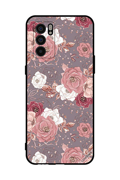 Covernex غطاء حماية لهاتف Oppo Reno6 5G بنمط زهور بلون الشوكولاتة