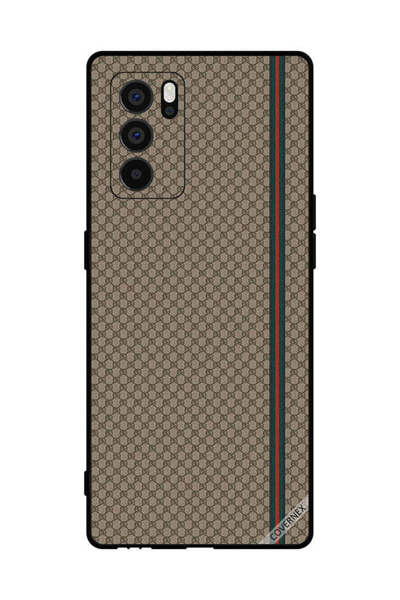 Covernex غطاء حماية لهاتف Oppo Reno6 Pro+ 5G بخطوط حمراء وخضراء على نمط بني