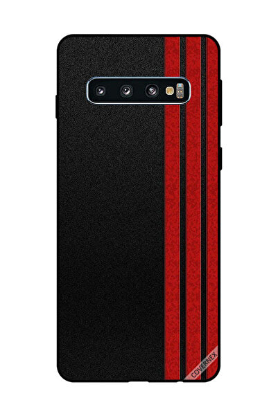 Covernex غطاء حماية لهاتف سامسونج جالاكسي S10 بثلاثة خطوط عمودية حمراء