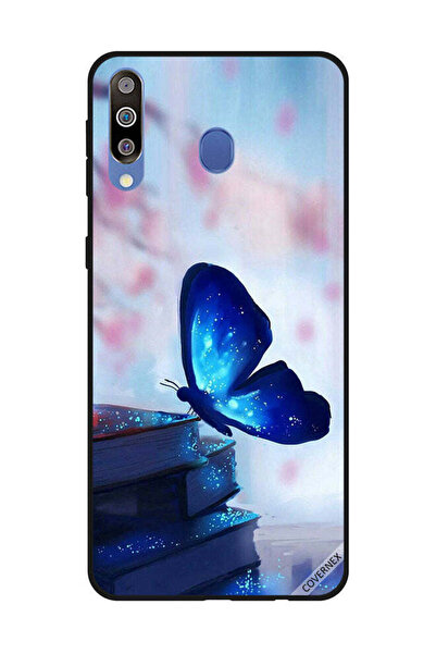 Covernex غطاء حماية لهاتف سامسونج جالاكسي M30 - فراشة زرقاء داكنة على الكتب