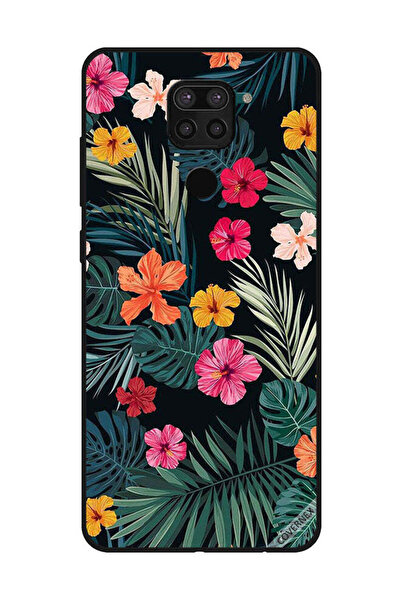 Covernex غطاء حماية لهاتف شاومي ريدمي نوت 9 - زهور متعددة الألوان وريش أخضر داكن