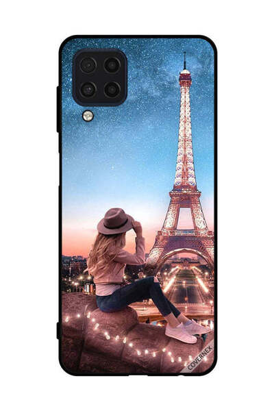 Covernex غطاء حماية لهاتف سامسونج جالاكسي M32 4G، فتاة قبعة بنية اللون وبرج إ...