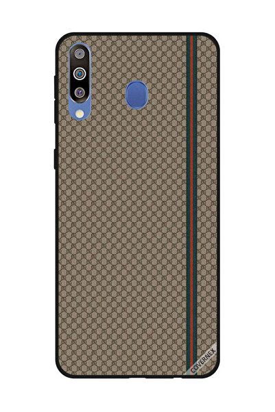 Covernex غطاء حماية لهاتف سامسونج جالاكسي M30 بخطوط حمراء وخضراء على نمط بني