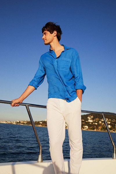 DeFacto 100% Linen Relax Fit Long Sleeve Shirt F4598Ax25Hs