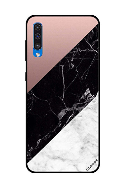 Covernex غطاء حماية لهاتف سامسونج جالاكسي A50، أبيض، أسود، سطح رخامي بنمط عادي