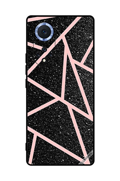 Covernex غطاء حماية لهاتف هواوي نوفا 9 برو، أسود لامع، بنقشة مسارات وردية فاتحة