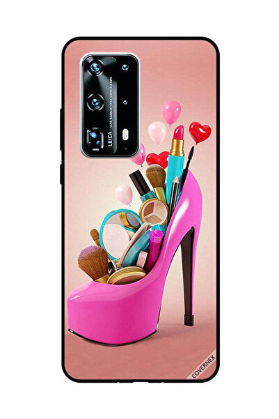 Covernex غطاء حماية لهاتف هواوي بي 40 برو بلس حذاء وردي مع أدوات مكياج