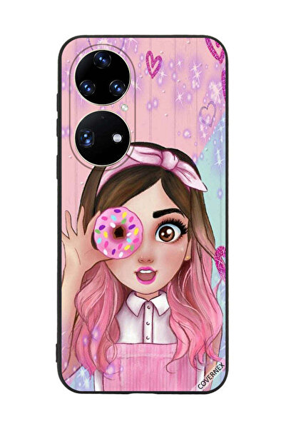 Covernex غطاء حماية لهاتف هواوي بي 50 - فتاة صغيرة لطيفة تحمل دونات