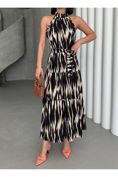 cottonage Halter Neck Belted Maxi Dress