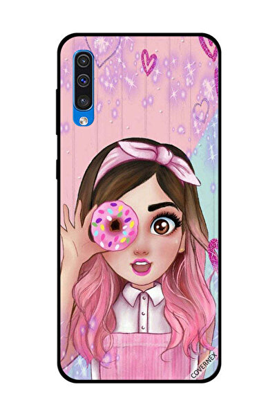 Covernex غطاء حماية لهاتف سامسونج جالاكسي A50 فتاة صغيرة لطيفة تحمل دونات