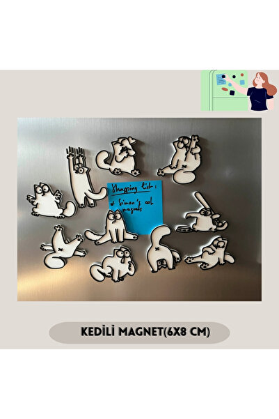 Hediyem Senin İçin Simon’s Cat Figürlü Buzdolabı Magneti Seti (6x8 cm) – 10'l...