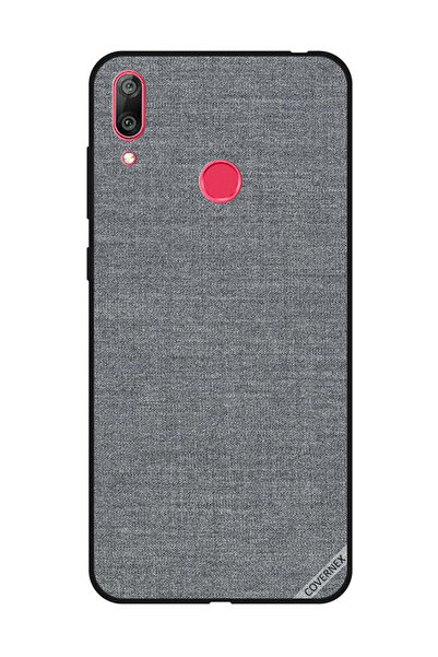 Covernex غطاء حماية لهاتف هواوي Y7 Prime 2019 بنقشة قماش رمادية