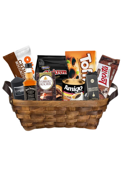 OEM Cos Cadou Elegant cu Delicii, Biscutii BISKREM, PRAJITURA CASEI Alka, Biscuiti ROSHEN lovita