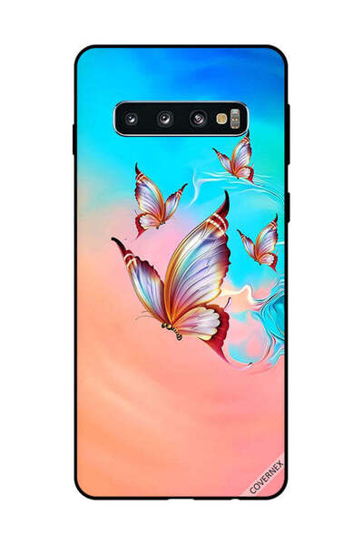 Covernex غطاء حماية لهاتف سامسونج جالاكسي S10 - فراشات تحلق فوق لون الطلاء
